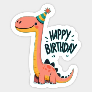 Kawaii Happy Birthday Dinosaur Brontosaurus Party Sticker